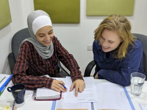 upper level student learning spoken Arabic in Amman Jordan